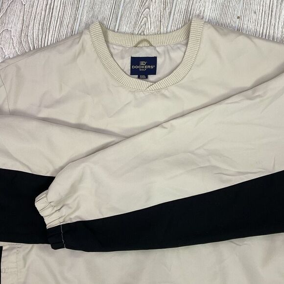 Vintage Dockers Golf Men's Size XXL 2XL Tan Black Pullover Jacket Windbreaker - Picture 2 of 10